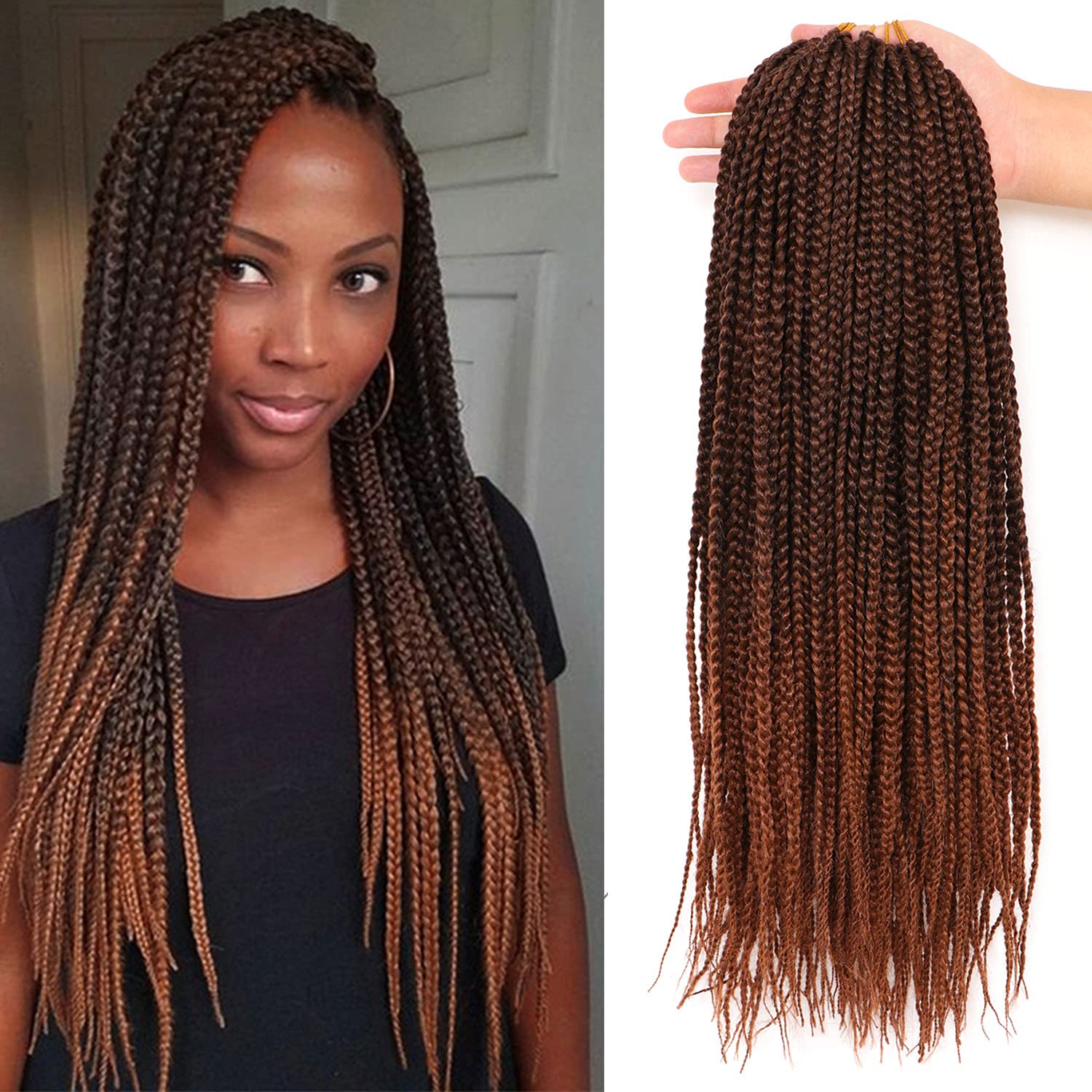7 confezioni all'uncinetto Braids Meches extension capelli naturali per trecce africane parrucca nera parrucca donna naturale treccia africana donna (35,6 cm(confezione da 7), #T30)