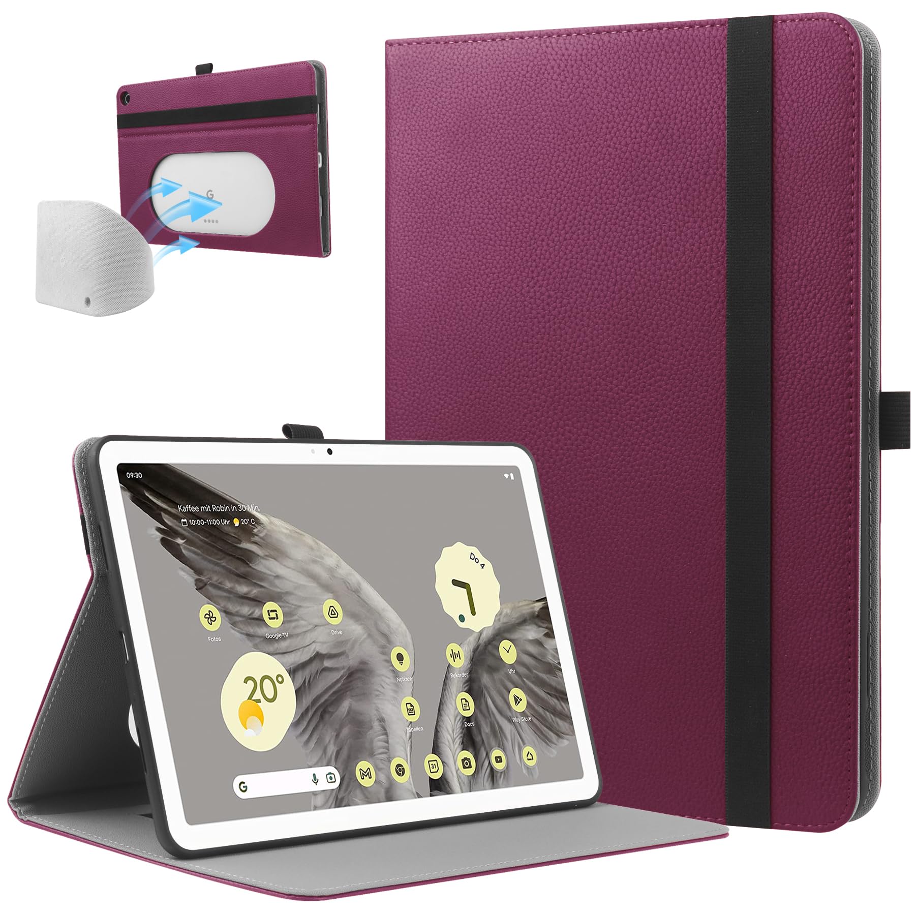 LIUDENWIN Case for 11 inch Google Pixel Tablet 2023 case Cover(2023 Release) Compatible with Charging Speaker Dock, Slim Leather Case with Hand Strap Protective Case with Stand,Purple