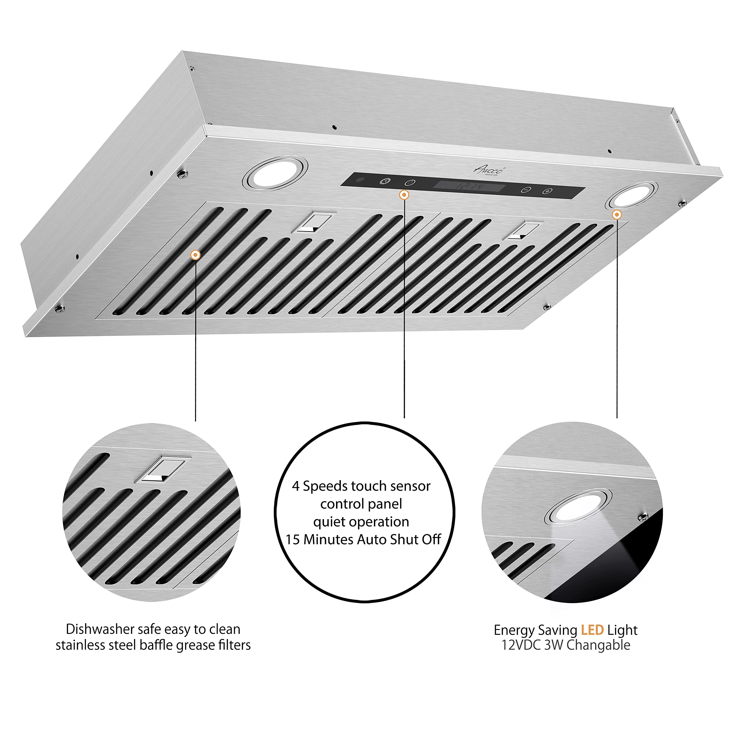 IKTCH 30 Inch Builtin/Insert Range Hood 900 CFM, Ducted/Ductless