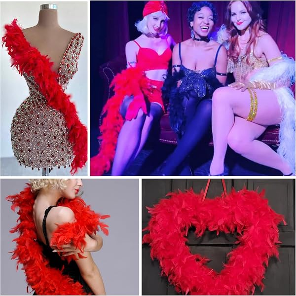 Larryhot Boa en plumes de champagne 1,8 m pour fête, Noël, Mardi Gras, bal masqué, carnaval, concert et décoration d'intérieur - 4