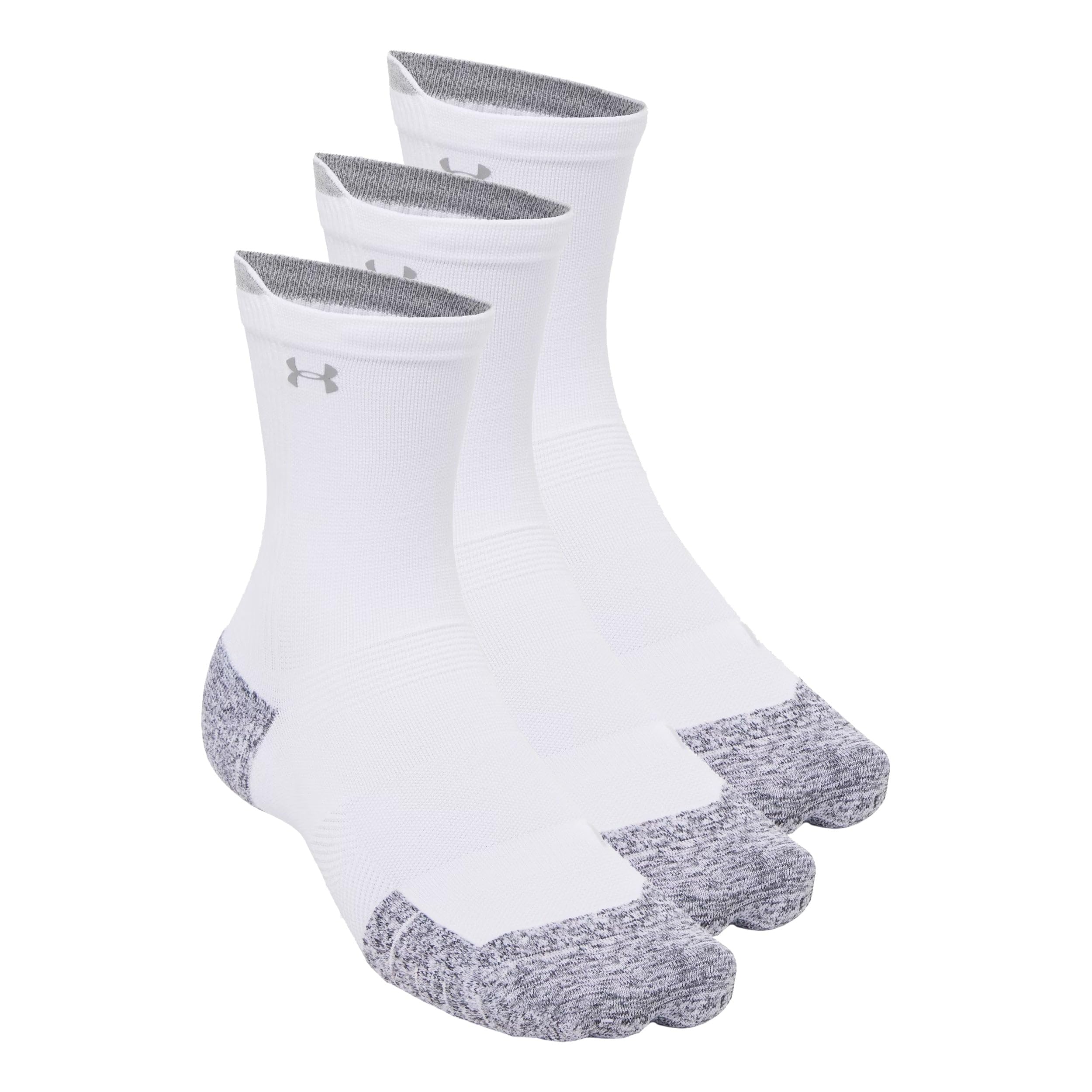 Under Armour-Adult Unisex-Velociti Run Cushion Crew Socks 3 Pack-White/White/Reflective-MD