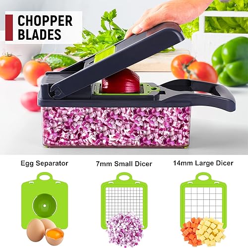 Miniatura 4 de Amzeth Picador de verduras picador de alimentos 16 en 1 picador de cebolla profesional cortador de verduras de cocina picador de verduras con 8