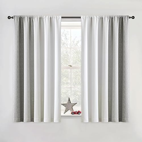 Miniatura 33 de Cortinas Ombre 100% Opacas de 90 Pulgadas de Largo, 2 Paneles para Dormitorio, Sala de Estar, Patrón Degradado Azul y Blanco, Oscurecimiento de Ojal