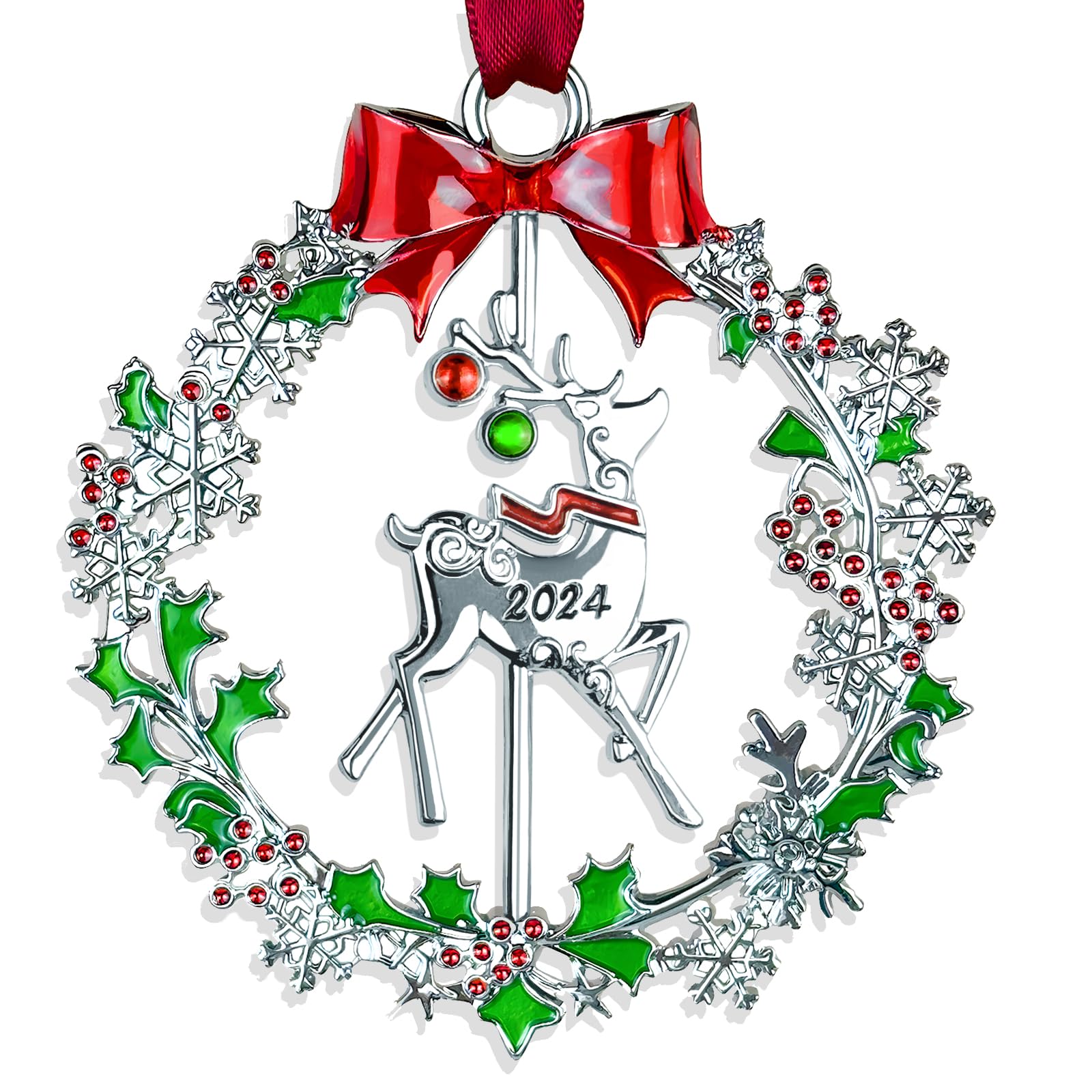 Silver Christmas Deer Ornament - Funny Xmas Keepsake Tree Hanging Decor - Perfect Gifts for Family & Friends