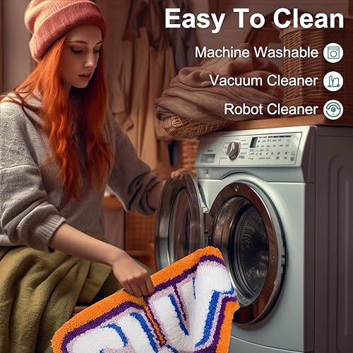 Miniatura 7 de Funky - Alfombra para puerta de baño, antideslizante, lavable a máquina, súper absorbente, bonita alfombra mullida y gruesa, alfombras únicas para