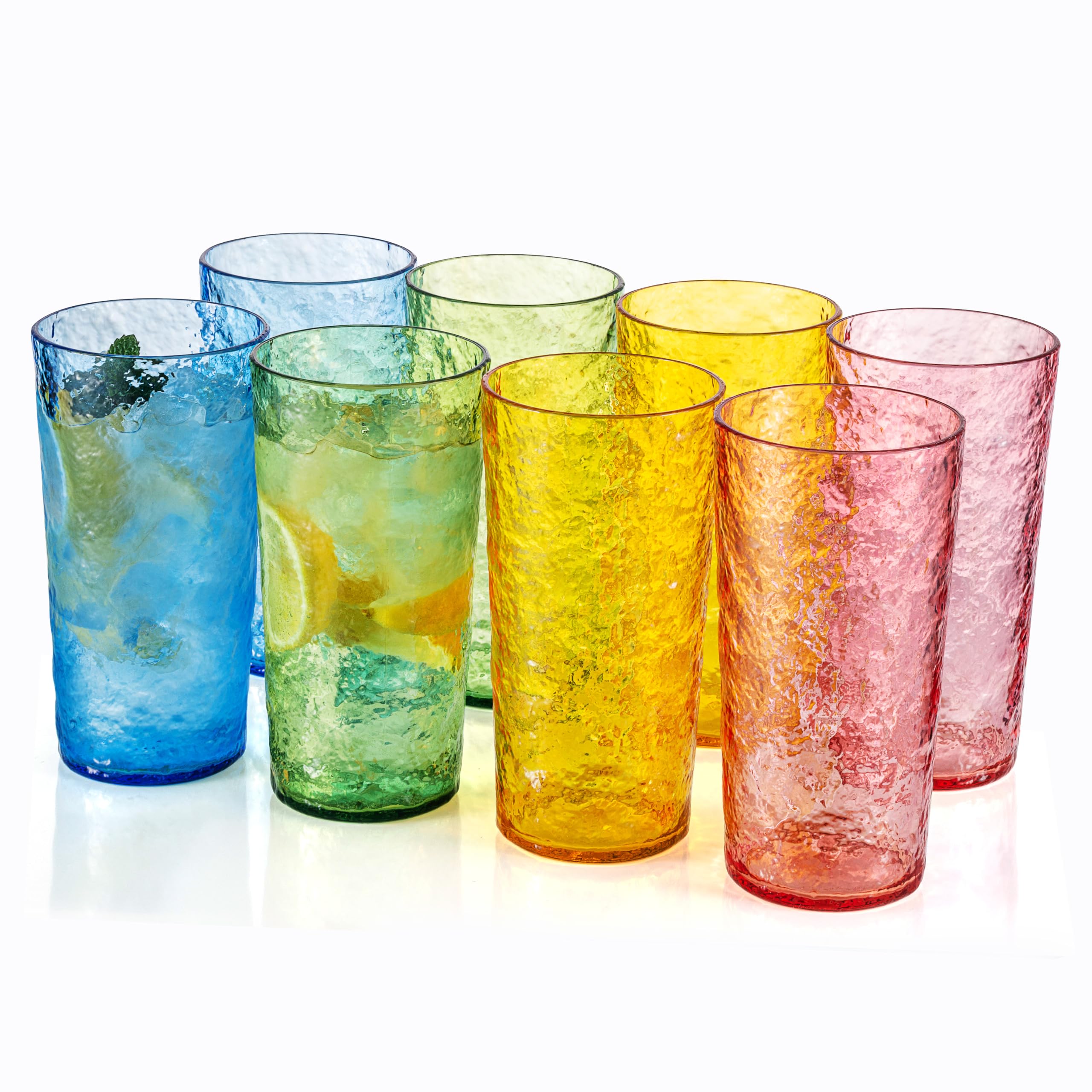 KX-WARE 18-ounce Acrylic Highball Glasses Plastic Tumbler, set of 8 Mixed-Color