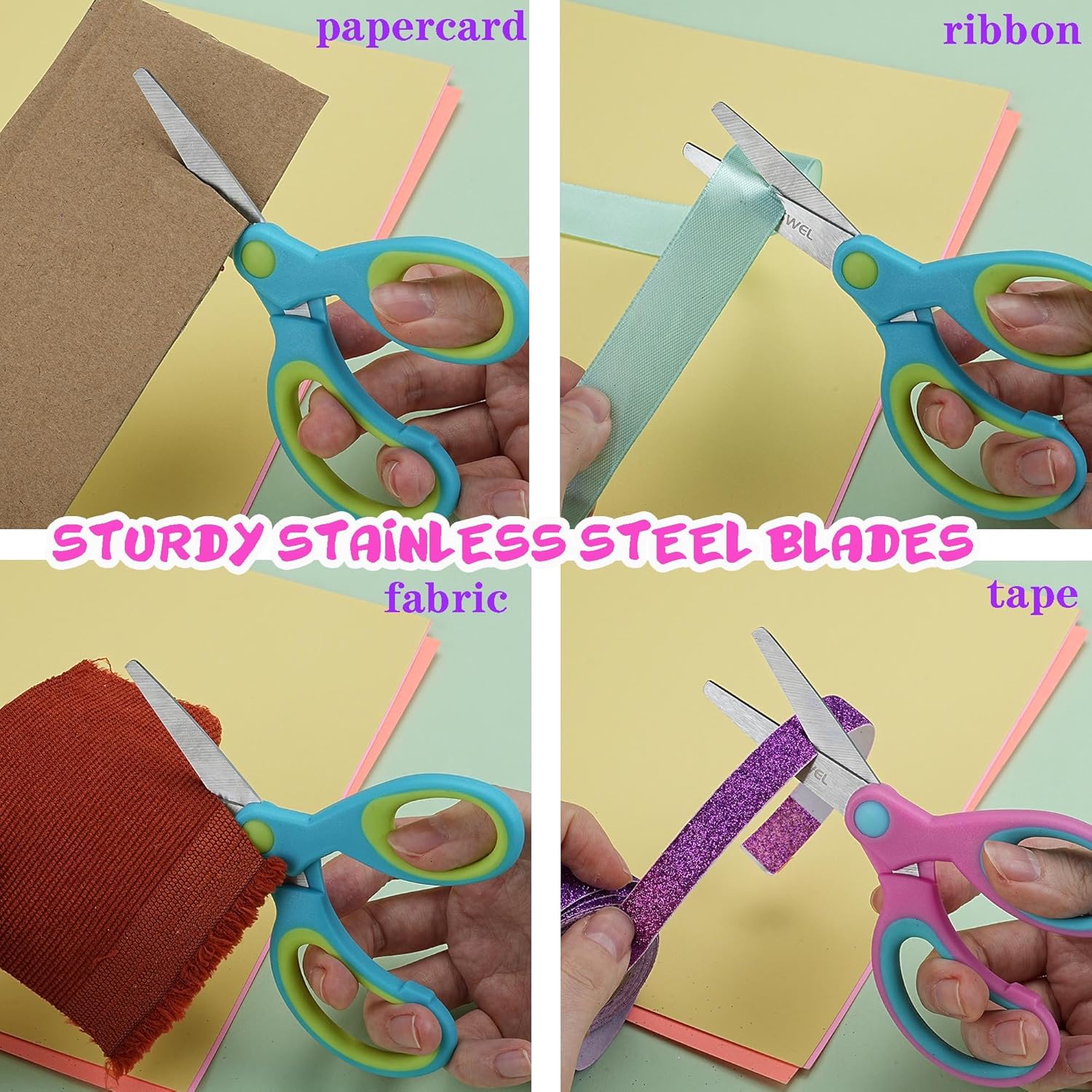 Kids Scissors Bulk, Woswel 36 Pack Safety Blunt Tip Student Scissors, 5 “ Student Scissors with Comfort Grip, Assorted Colors Children Craft Scissors for Cutting Paper Craft Art Supplies