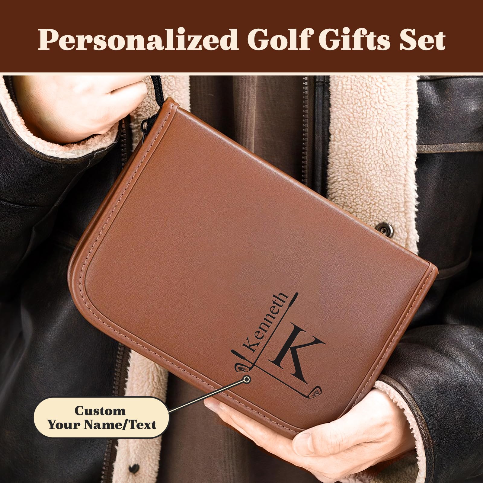Coffret Cadeau de Golf personnalisé, Gravure personnalisée avec nom ou Logo, Accessoires de Golf pour Homme, étui de Rangement en Cuir PU, pour Les passionnés de Golf, Golfeur