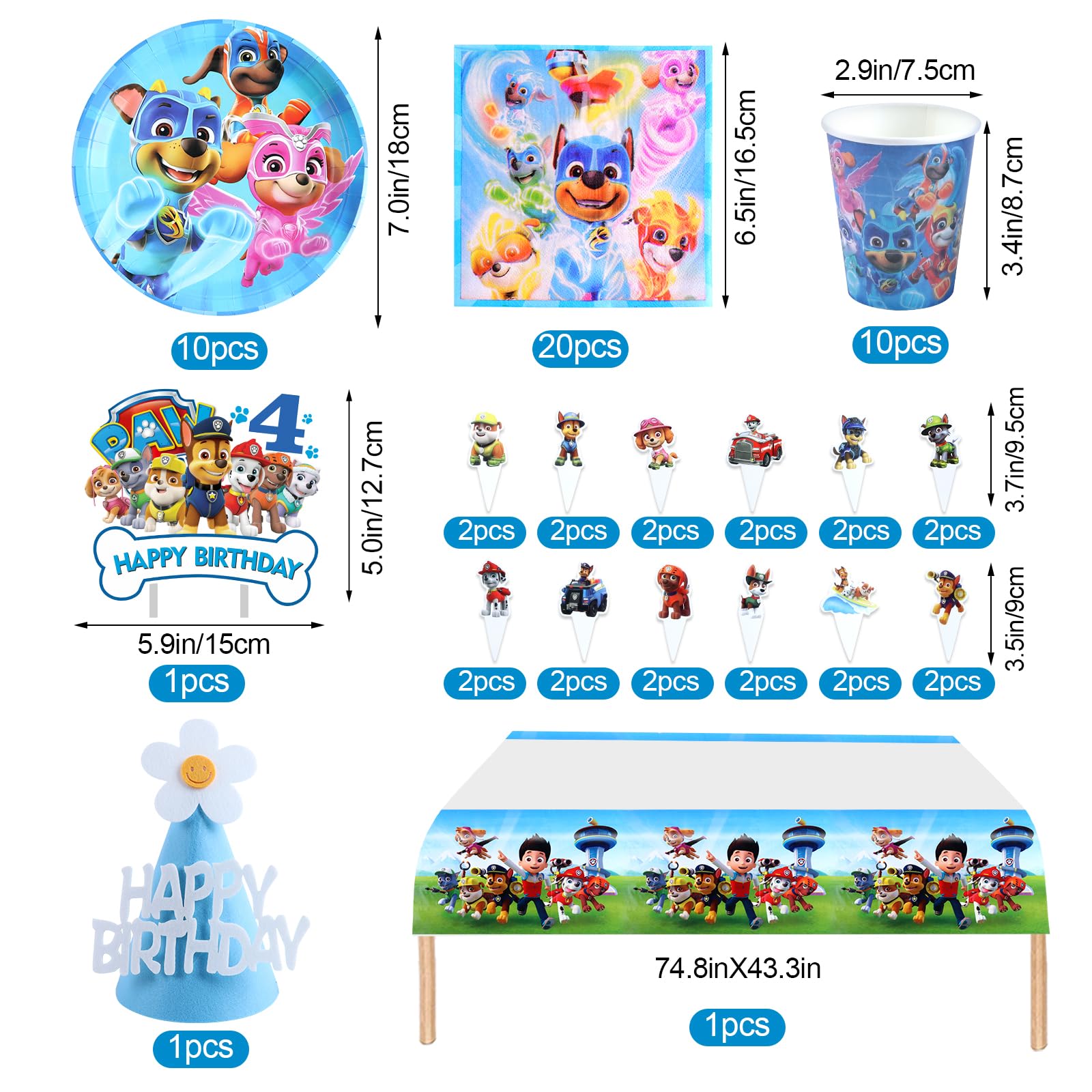 Kit Compleanno Bambino 91 Pz - Decorazioni Per 3 Anni, Palloncini, Piatti, Tovaglia - Foto 8