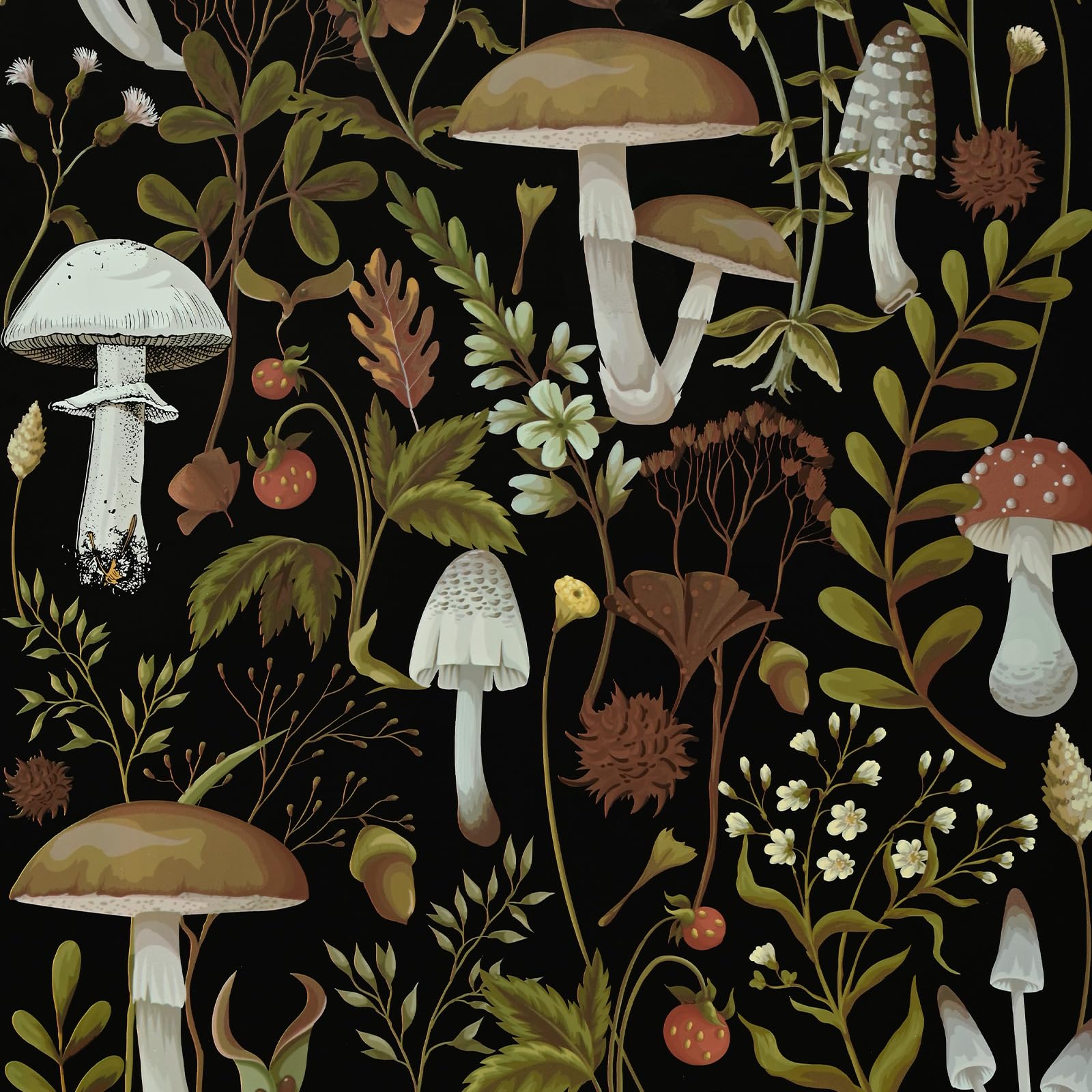 Papel tapiz floral autoadhesivo WENMER vinilo de hongos para baño 17.3x118
