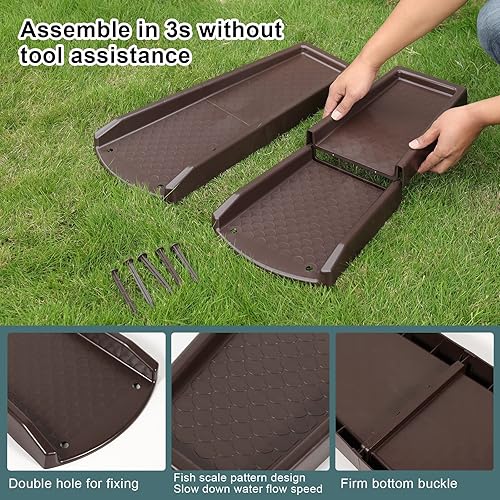 Vista 16 de Bloque de salpicaduras de canaleta de lluvia, extensiones de canalón de descenso para drenaje de agua, extensor de bajante de canalón de 24 Gris