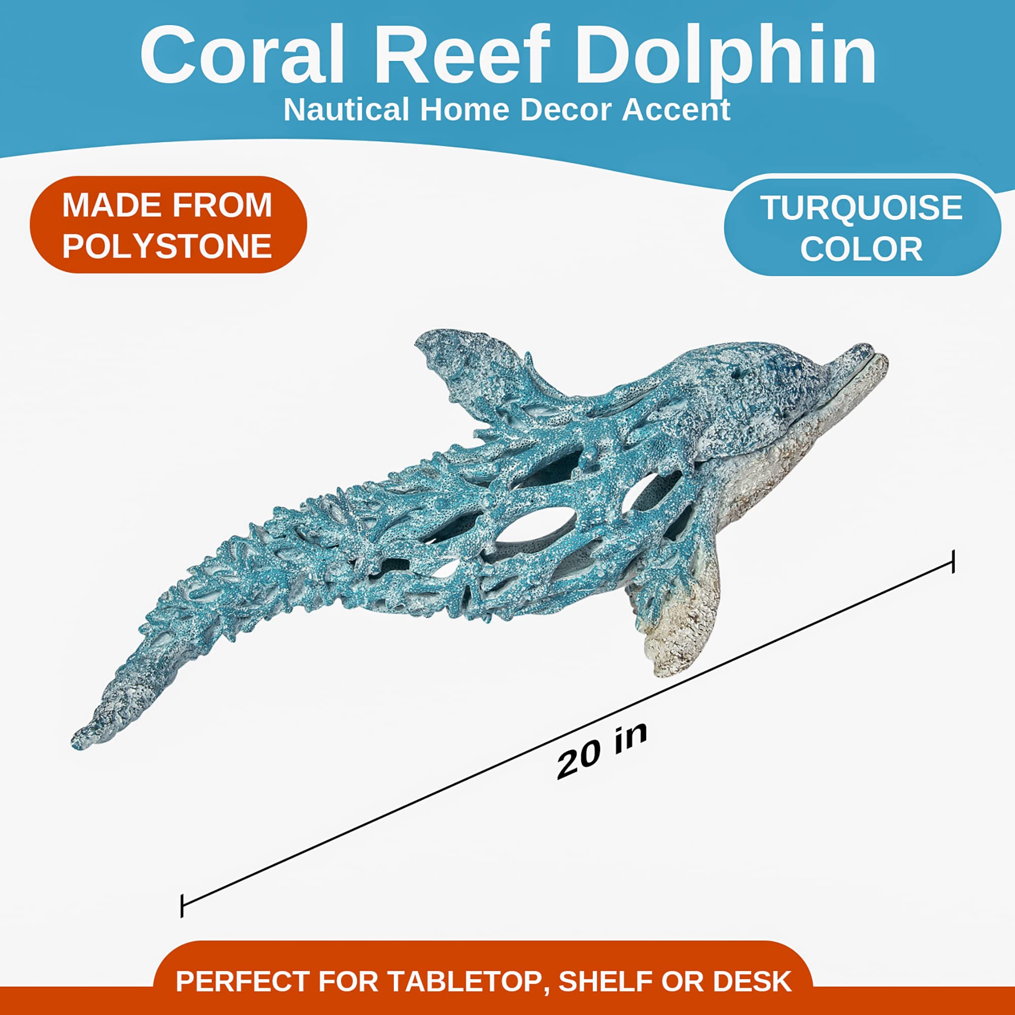 Amazon.com: Corner Merchant Coral Reef Dolphin Sculpture – 20