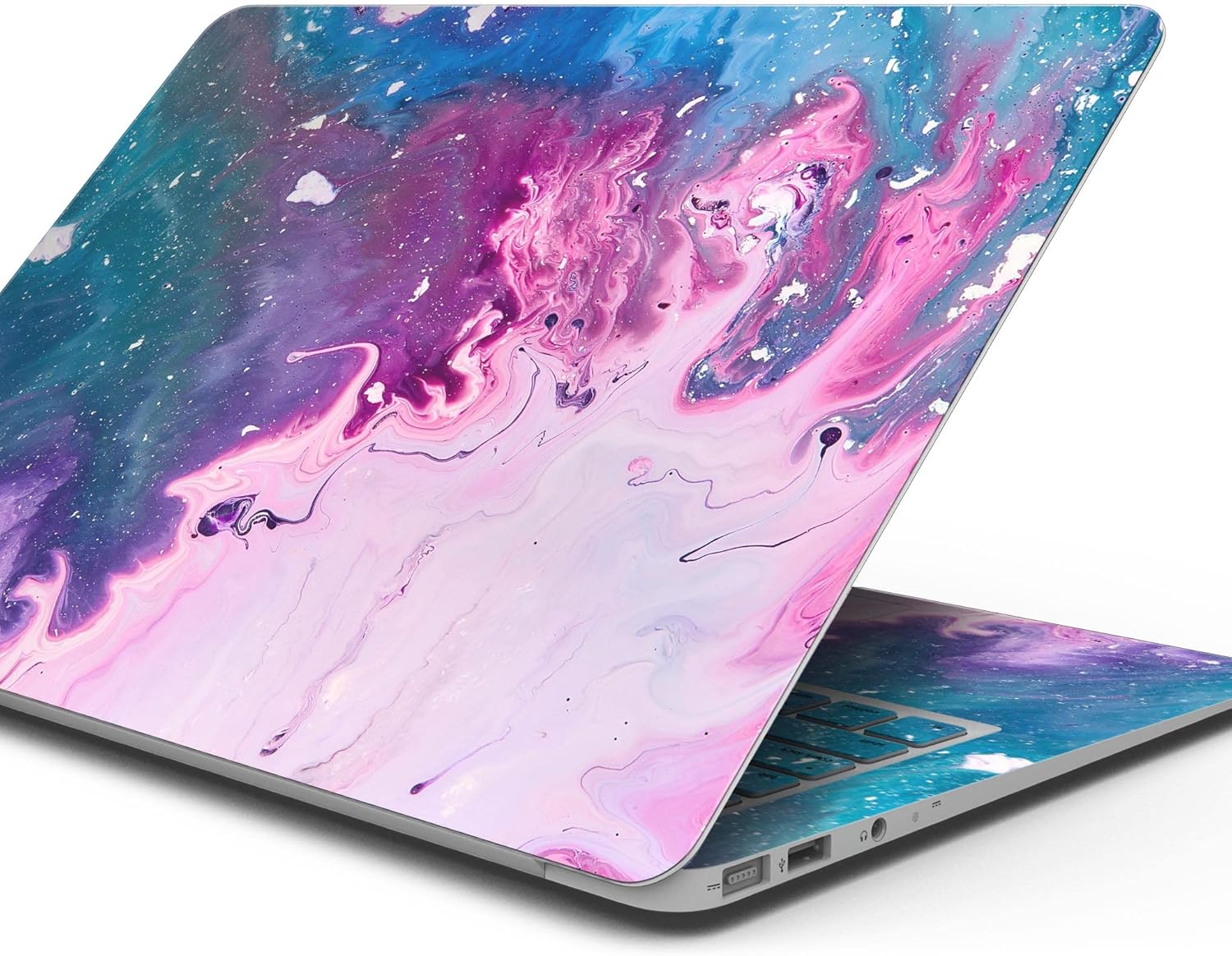 DesignSkinz - Blue & Pink Acrylic Abstract Paint - Full-Body Wrap Protective Decal Skin Kit Compatible with MacBook 14" Pro M1 (A2442)
