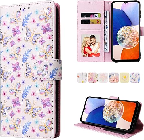 Miniatura 31 de UEEBAI Funda tipo billetera para Samsung Galaxy A16 4G/5G, cubierta de cuero PU con soporte, bloqueo RFID, funda flip con ranuras para tarjetas,