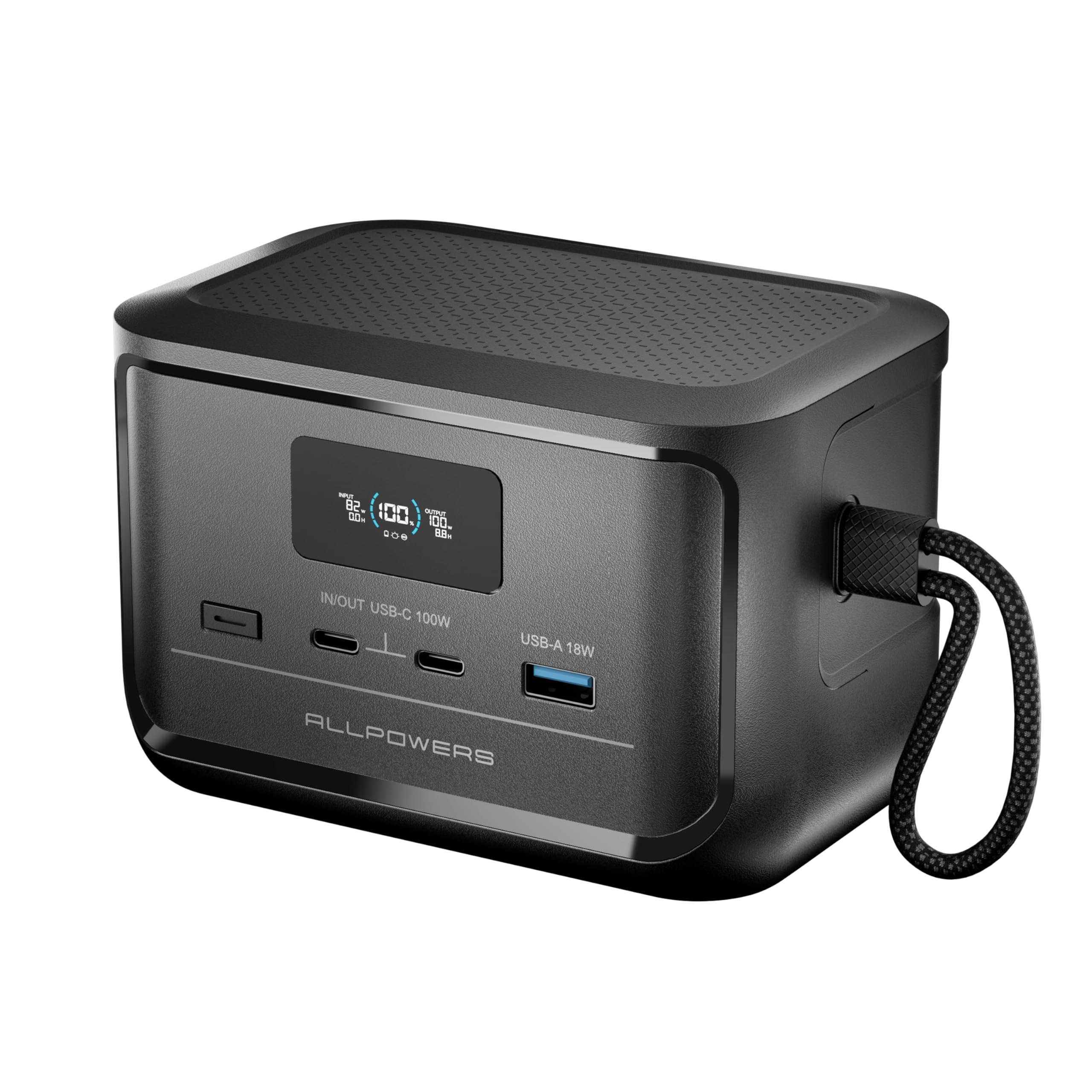 ALLPOWERS P100 Tragbare Powerstation mit PD 100W Ausgang, 99.2Wh LiFePO4 Batterie Schnellladung Power Bank, 3 Port 128W TragBack-up-Akku, Solargenerator für Reise Notfall Camping Geschäftsreise