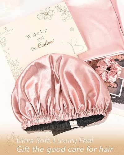 Miniatura 6 de YANIBEST Capó de satén de doble capa de seda ajustable para el cabello para dormir, capó para el cabello para mujeres, cabello rizado y natural