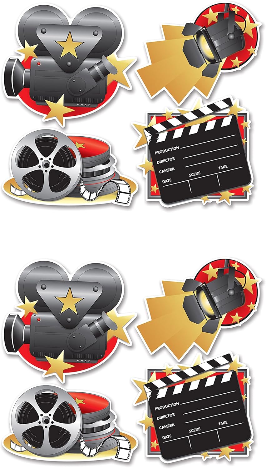 Beistle , 8 Piece Movie Set Cutouts, 14.75'' - 16.5''