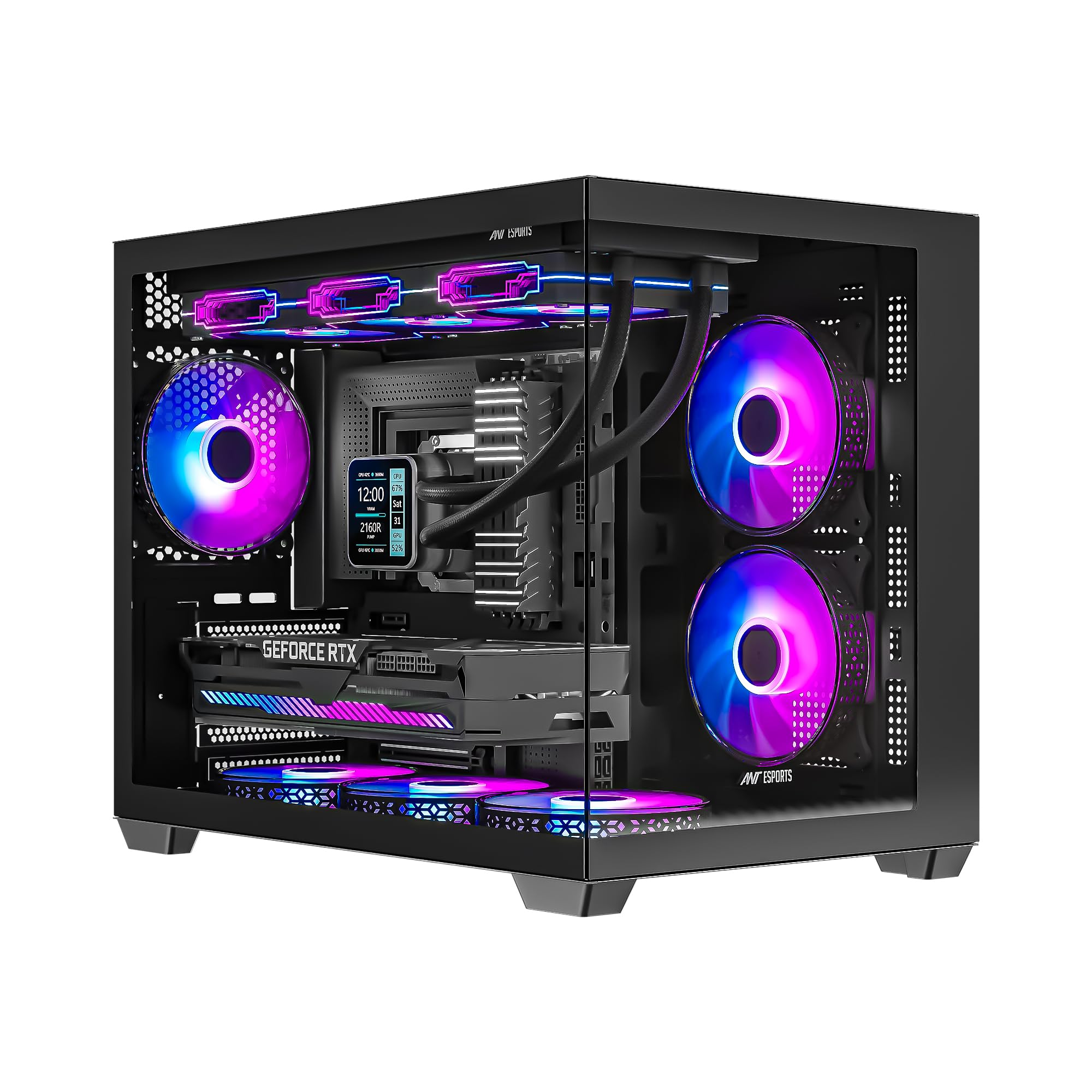 Ant Esports Crystal X6 Mini Mid-Tower Computer Case/Gaming Cabinet - Black | Support Micro-ATX, Mini-ITX | Pre-Installed 6 ARGB Fans-image-40