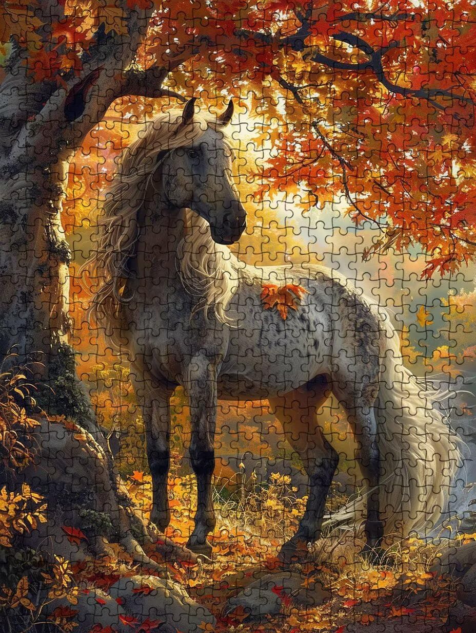 Caballo De Hoja Caduca Puzzle 1000 Piezas, Rompecabezas Adultos Puzzle, Desafiante Puzzles de Decoración Juego de, Juego Educativo para Toda la Familia, para Regalo Decoración FNKL7-671