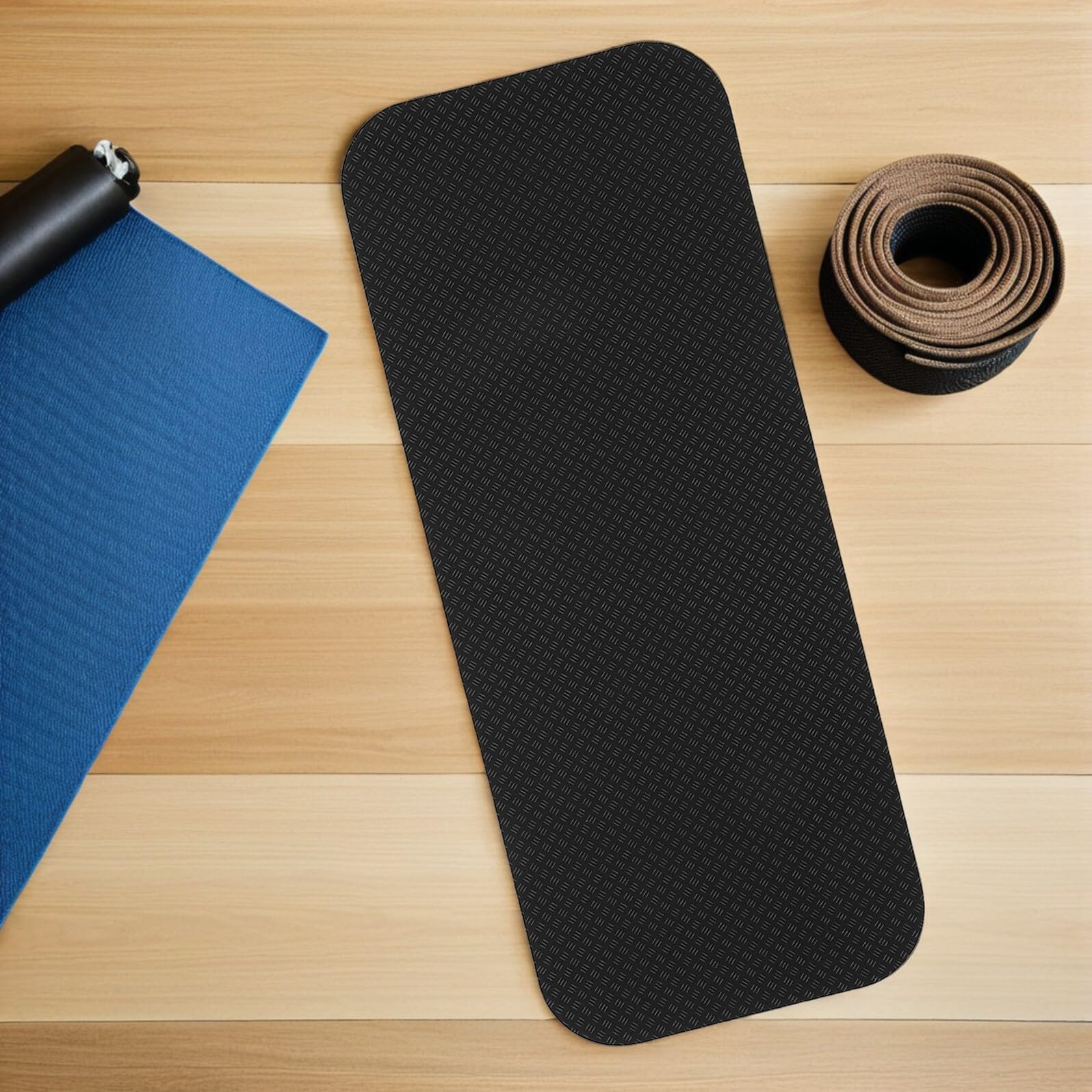 ORFOFE Alfombrillas Antideslizantes para Máquinas de Ejercicio 2 Piezas, Colchonetas Amortiguadoras 28x70x0.8 Cm Negras para Cinta de Correr y Bicicleta Estática, Absorción de