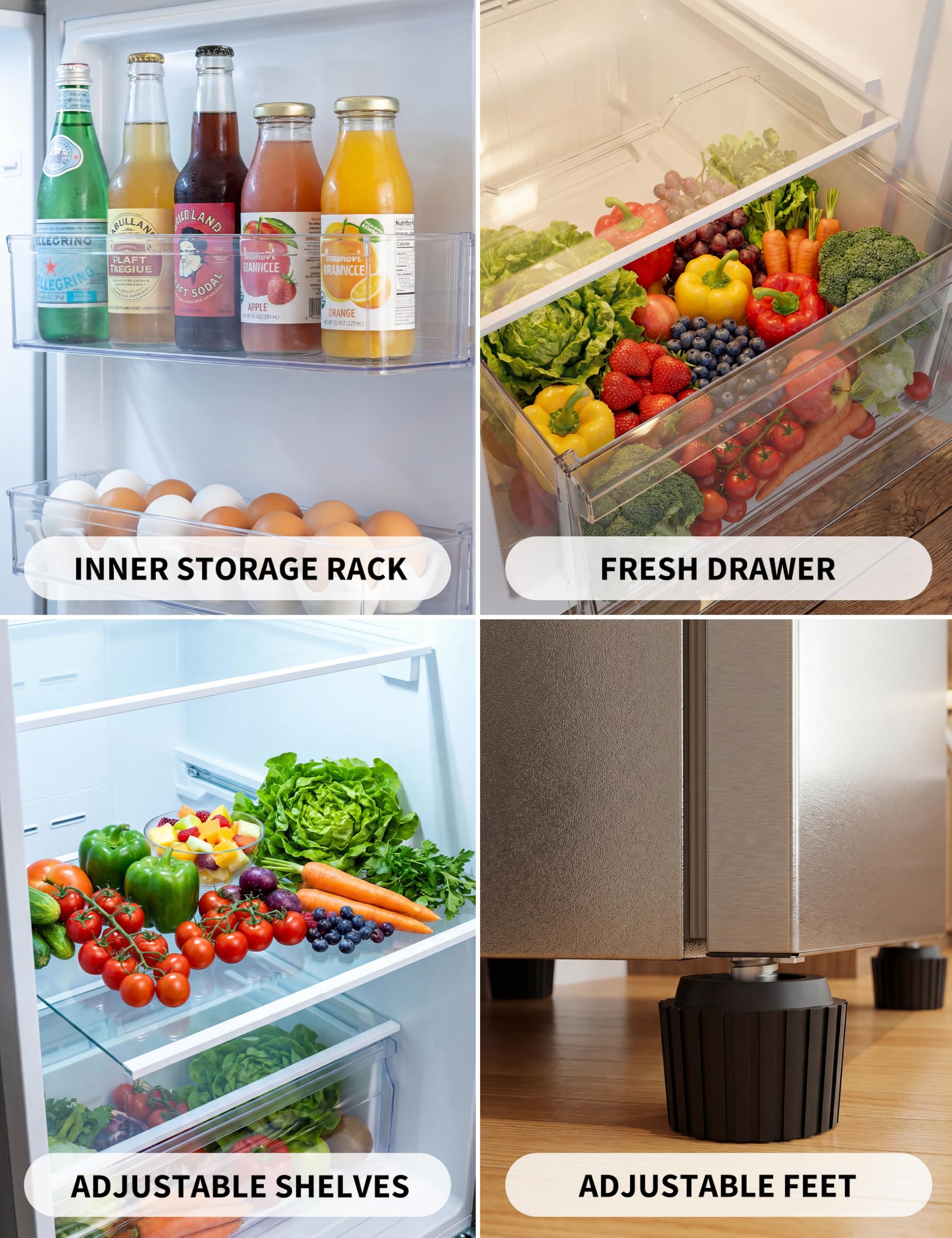 11 Cu. Ft. Upright Convertible Fridge/Freezer, Energy Saving Refrigerator With Reversible Door, Auto Defrost, Removable Glass Shelves & Adjustable Controls on Fridge.com - View 6
