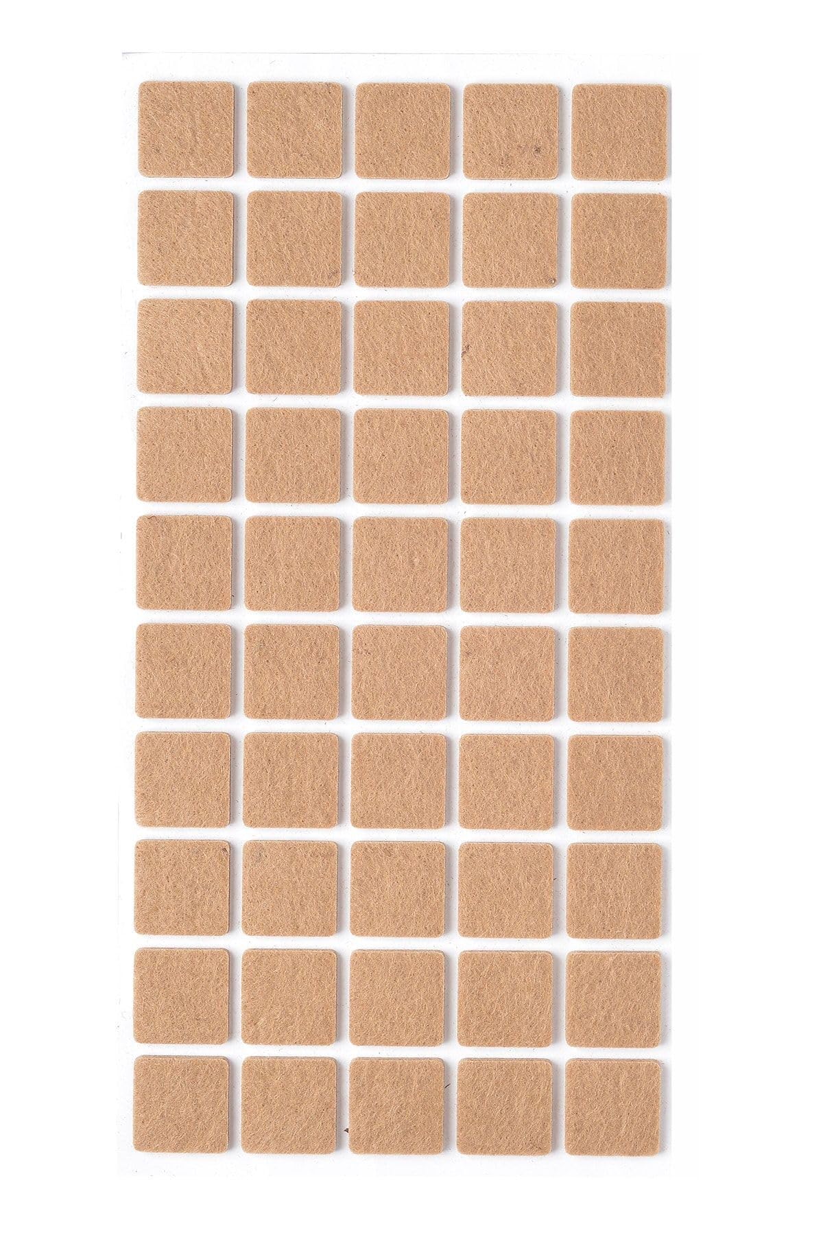Kahverengi 50 Adet Yapışkanlı Sandalye, Masa, Koltuk Altı Parke Koruma Keçesi, Kare, 2 X 2 Cm