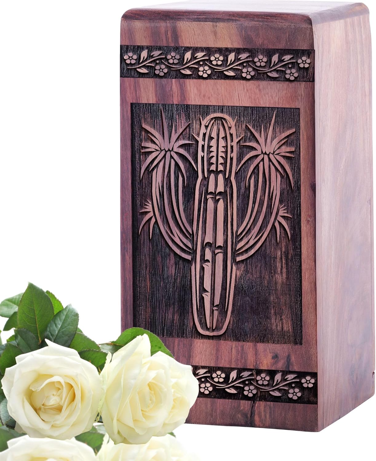 Desert Cactus Human Urns for Ashes - Wooden Urn - Urns for Human Ashes Adult Female - Ash Urn - Small Urns for Women Human Ashes - 8x4.7 Inch - 115 Cubic Inches -