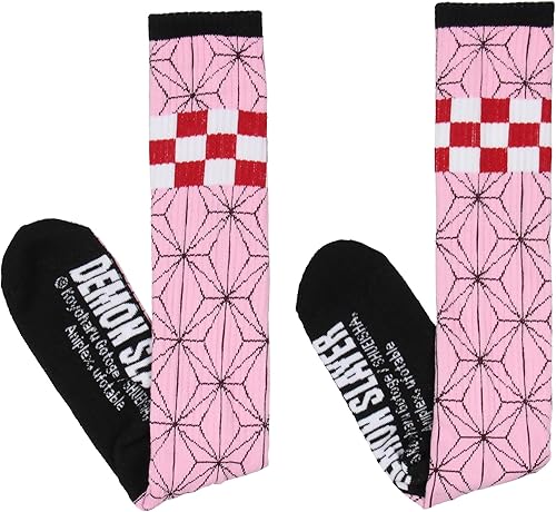 Miniatura 3 de Bioworld Demon Slayer Nezuko - Calcetines altos hasta la rodilla, calcetines de disfraz de Nezuko de Demon Slayer, manga de Demon Slayer, calcetines