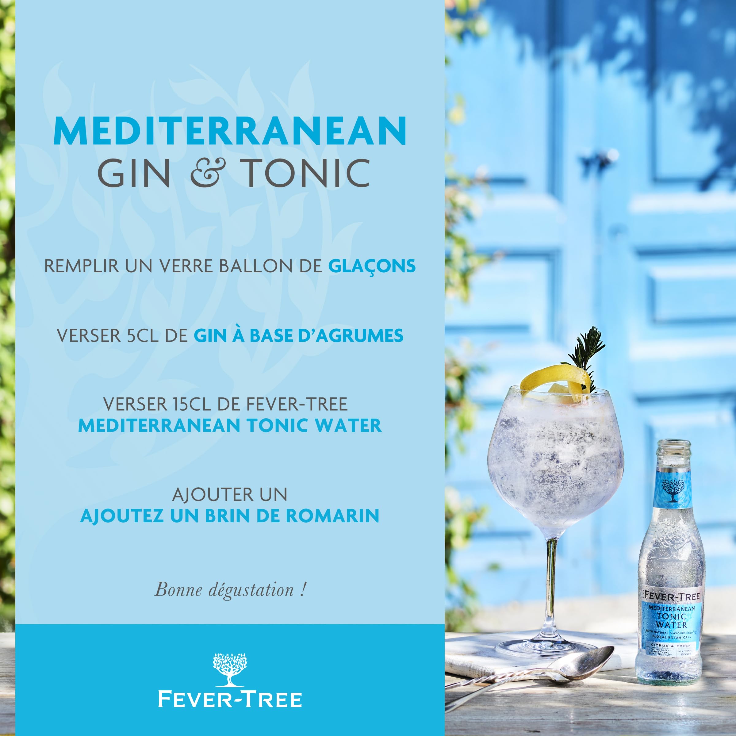 FEVER-TREE - 8 Bouteilles de 500 ml de Mediterranean Tonic Water - Citron et herbes aromatiques - Soda