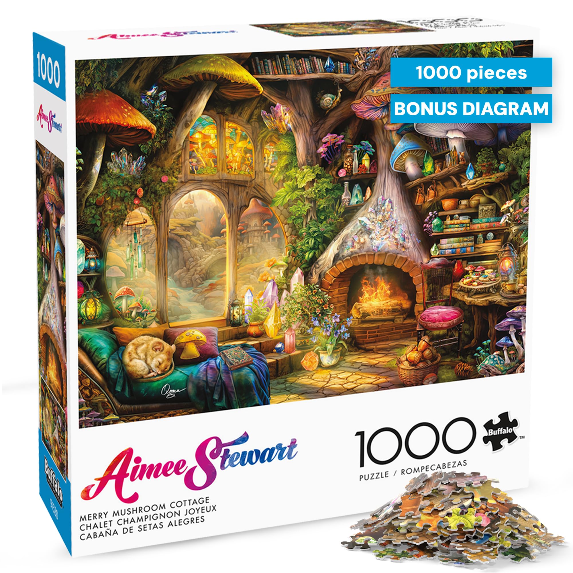 Buffalo Games - Amy Stewart - Merry Mushroom Cottage - 1000 Piece Jigsaw Puzzle for Adults Challenge Puzzles Great for Game Night - Finished Puzzle Size is 26.75 x 19.75