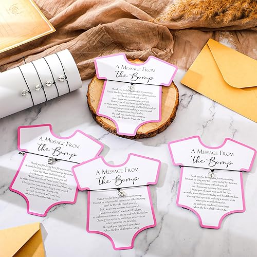 Miniatura 3 de Henoyso 25 juegos de regalos de baby shower para invitados, niños y niñas, pulseras de baby shower, regalos de fiesta, mensajes ajustables de The