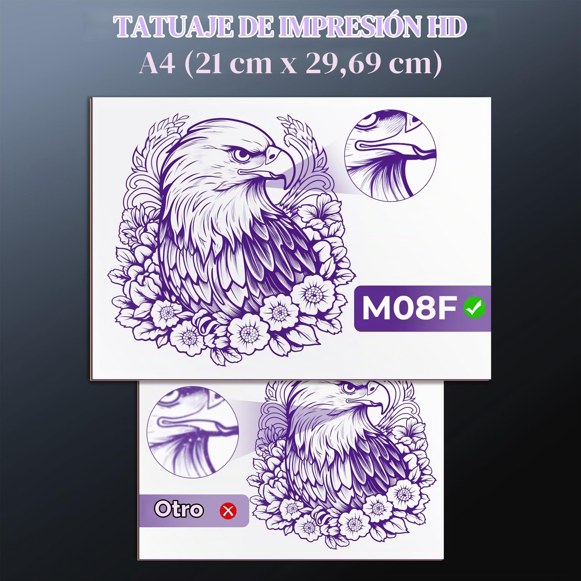 M08F Termocopiadora Tattoo Bluetooth Impresora Tattoo Impresora Tatuajes para Tatuajes DIY, Impresora Portátil Maquina Tatuar, Compatible con Smartphone y PC, con 10 Unidades A4 Papel Tatuaje