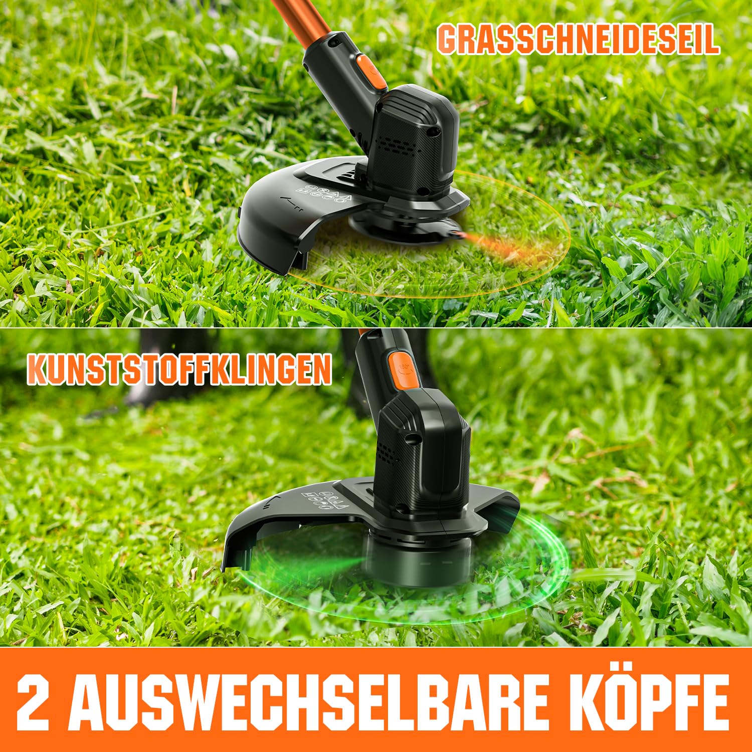 Litheli Desbrozadora con batería de 20 V, 25 cm con batería y potente motor, batería de 2,0 Ah, adecuada para césped de jardín y corte exterior, cortacéspedes