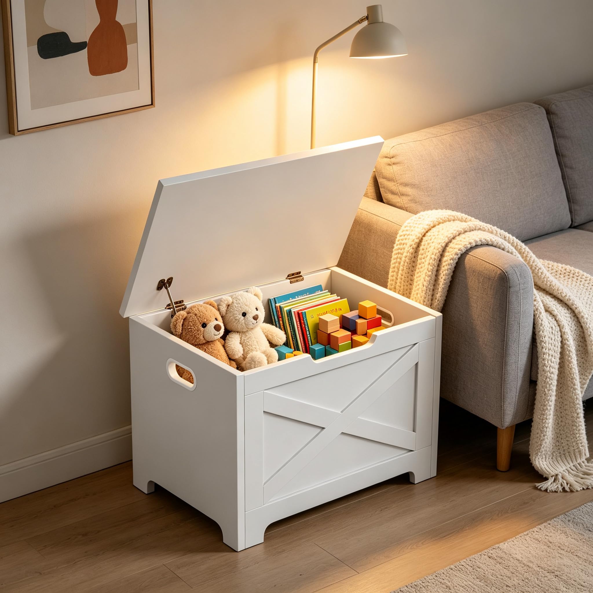 Baúl de almacenamiento con tapa abatible, mueble multifunción