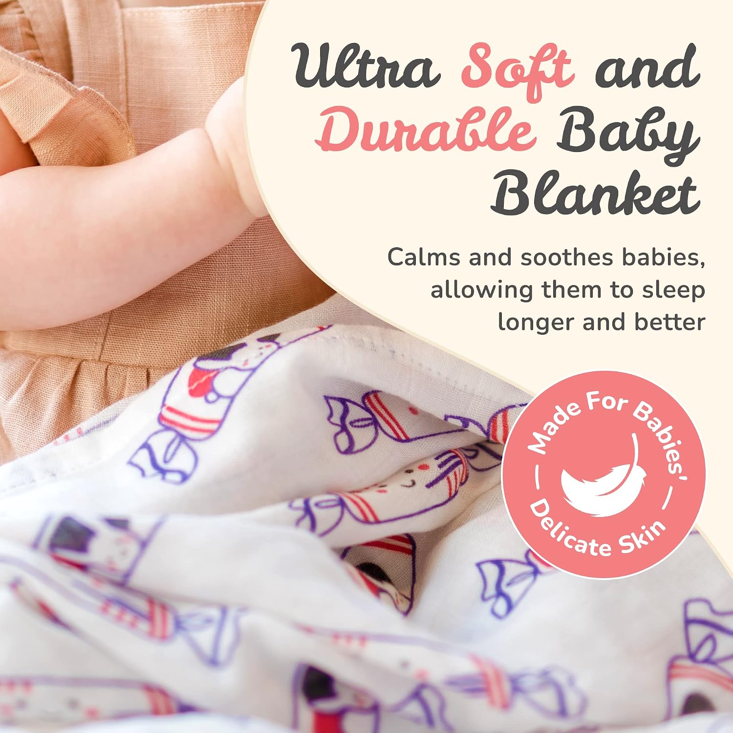 The Wee Bean Organic Cotton and Bamboo Rayon Muslin Swaddle Blankets, Set of X (Bunny Candy)