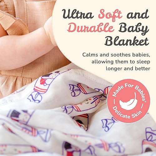 Miniatura 2 de Mantas de muselina de rayón de algodón orgánico y bambú, juego de X (caramelo de conejo)