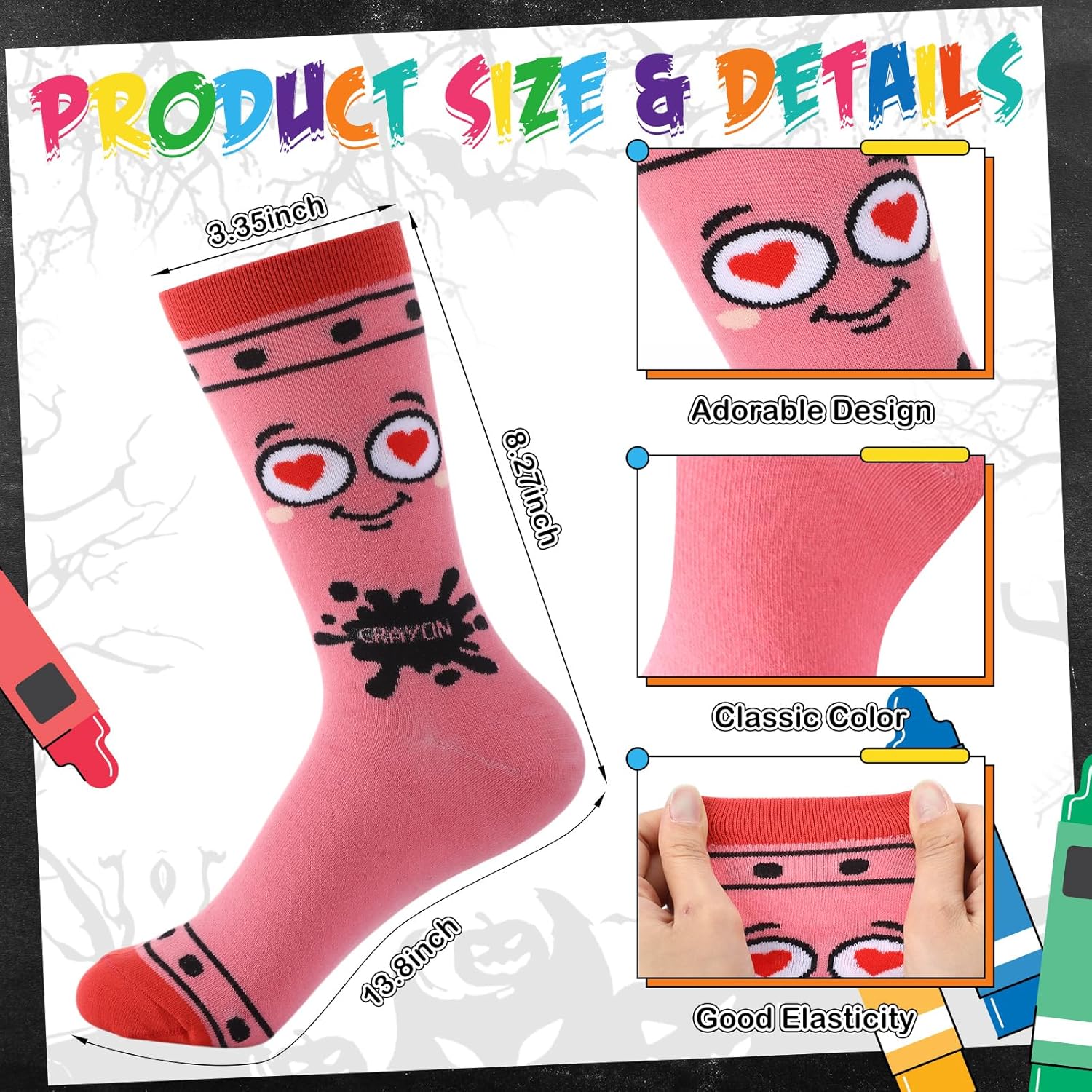 Blosssound 8 Pairs Funny Emotion Socks with Face Crazy Crew Socks for Women Soft Cotton for Christmas Stocking Stuffers Family Costume Accessories - Image 4