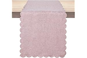 Table Runner 13 x 72 Inches Long, Cotton Linen Farmhouse Scallop Style...