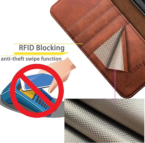 Miniatura 9 de Funda tipo cartera de piel auténtica para iPhone 11 con bloqueo RFID, 4 tarjeteros de crédito. Cuero auténtico. Funda protectora para iPhone 11,