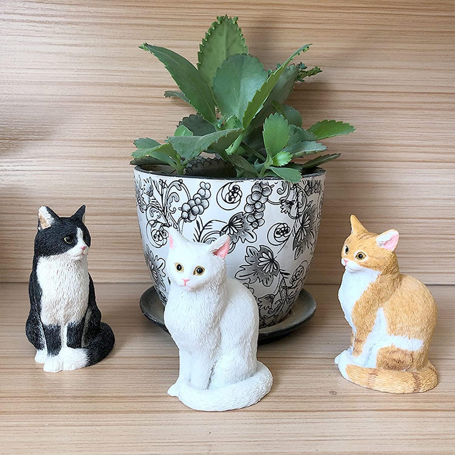 Outdoor Garden Decorations, Resin Statue of Cute Cat for Patio, Yard, Pathway, 6 Pieces (Black) - Image 7