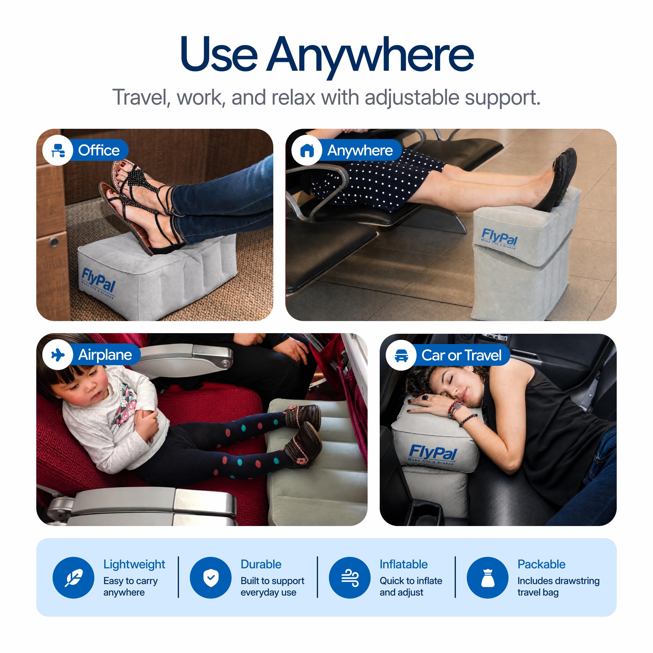 Amazon.co.jp: Flypal エアー フットレスト 足置き オットマン 足枕