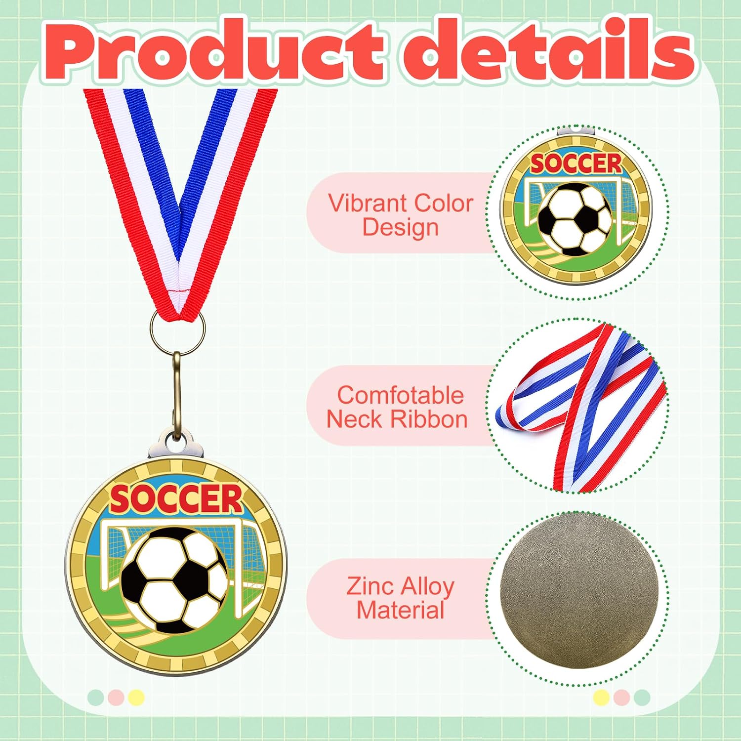 Remuuly 20 Pcs Award Medals Bulk 2 Inch Metal Trophy Medals with Neck Ribbons Winner Team Awards for Sports Competitions Game Celebration Prize Gift Souvenir