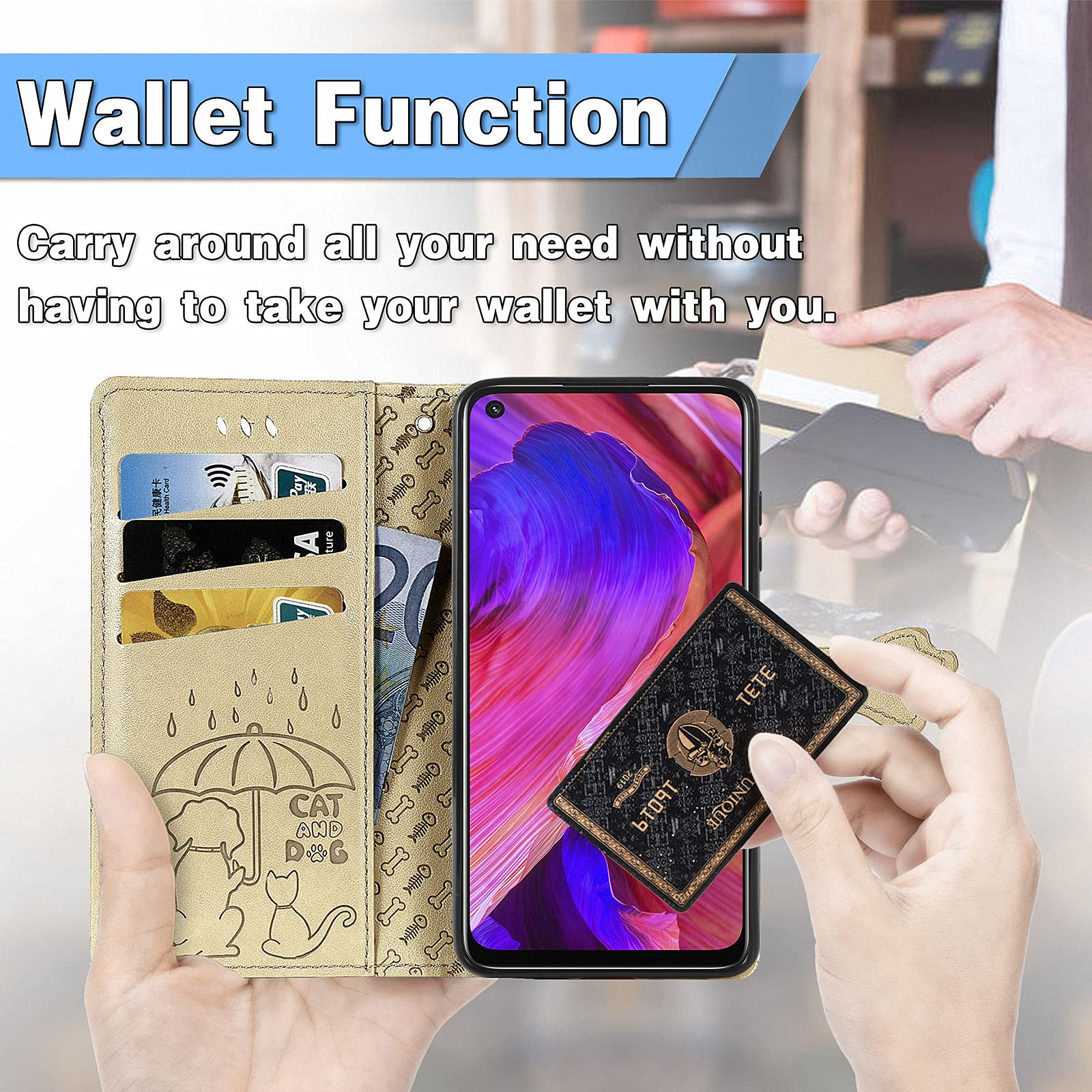 Cover per OPPO A54 5G / OPPO A74 5G, Magnetica Cover a Libro Con