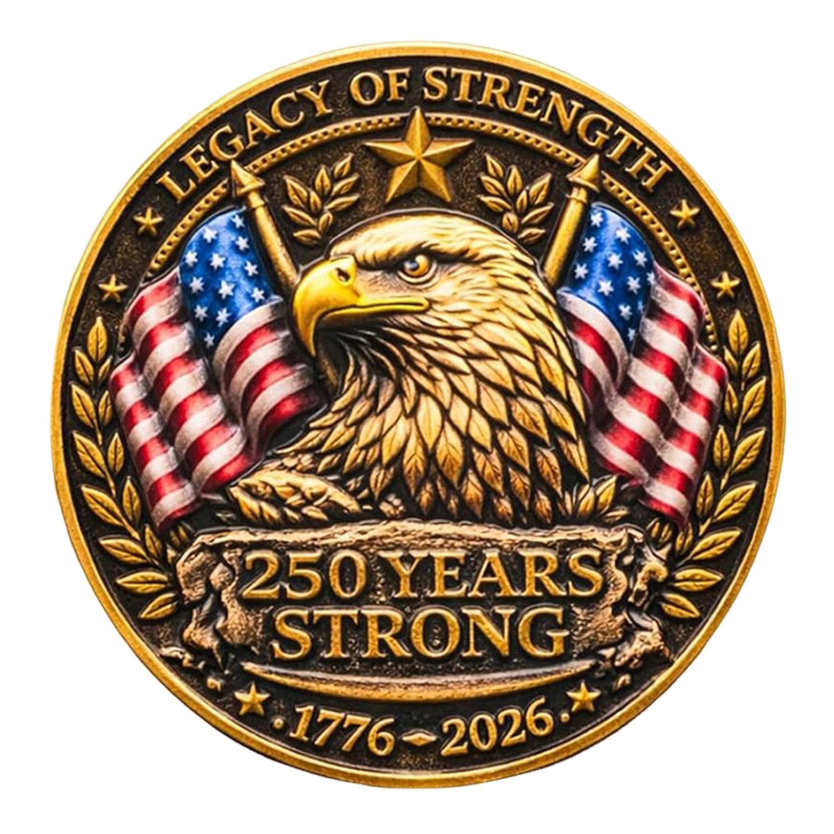 250th Anniversary USA Commemorative Coin Set including Wooden Gift Box, Patriotic Eagle & Liberty Bell Coins