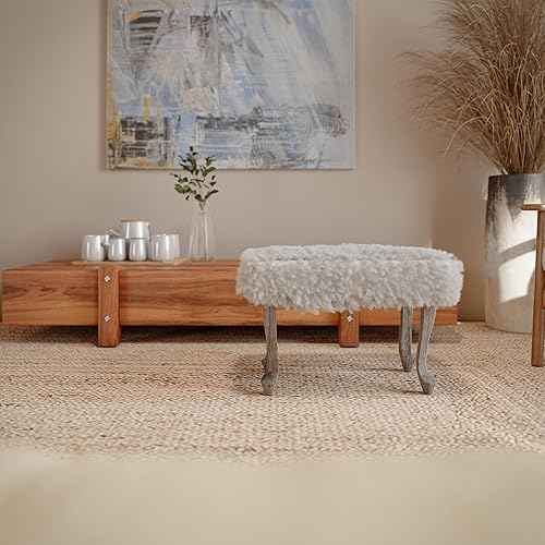 Miniatura 8 de Cortesi Home Harlow Bench Ottoman, 26 pulgadas, color blanco