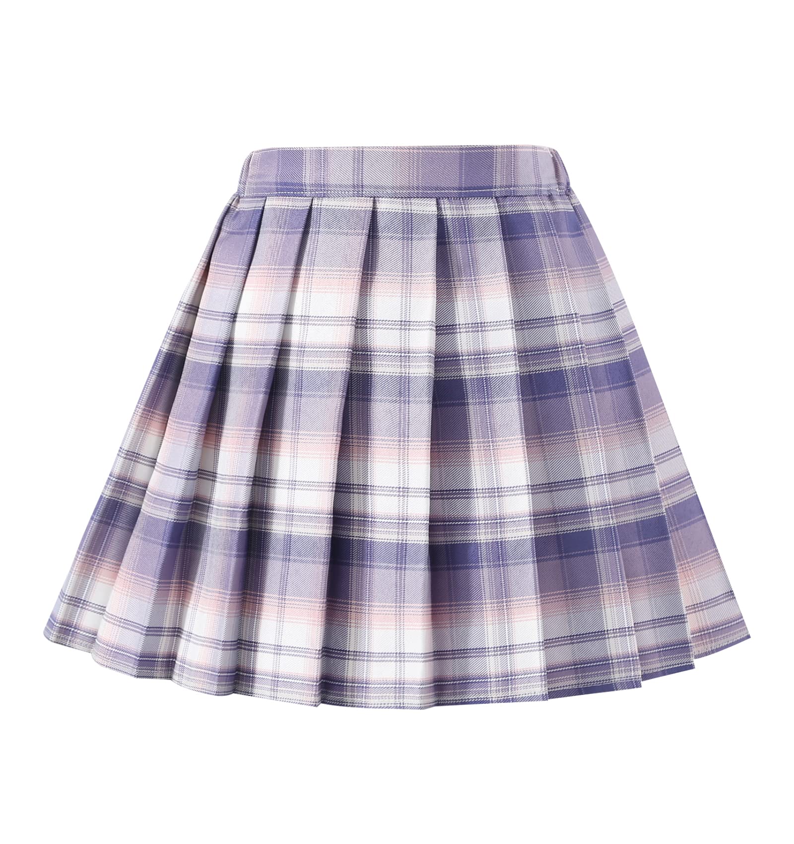 Girls' Pleated Plaid Mini Skirt with Shorts Girl Uniform School Tennis Skater Skirts Skort 2T-14Y