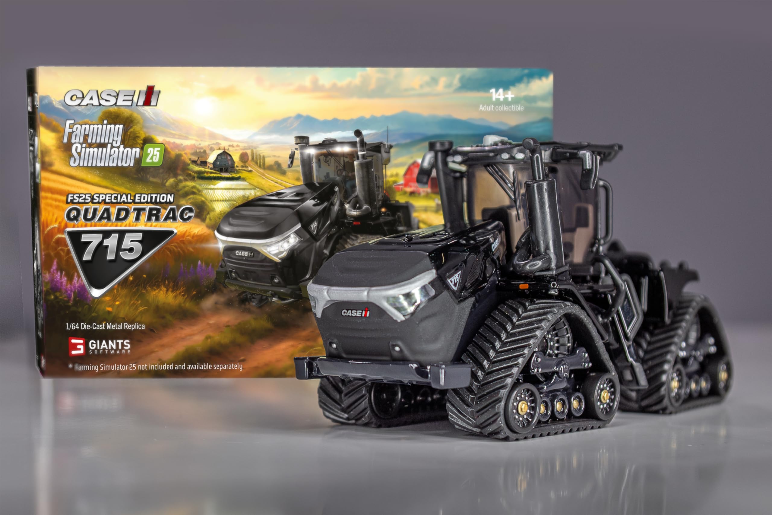 Farming Simulator Case Quadtrac IH Steiger 715 (czarny, symulator rolnictwa, model traktor z kodem zwalniającym, odlew ciśnieniowy, gumowe łańcuchy, model kolekcjonerski, wysokiej jakości wykonanie