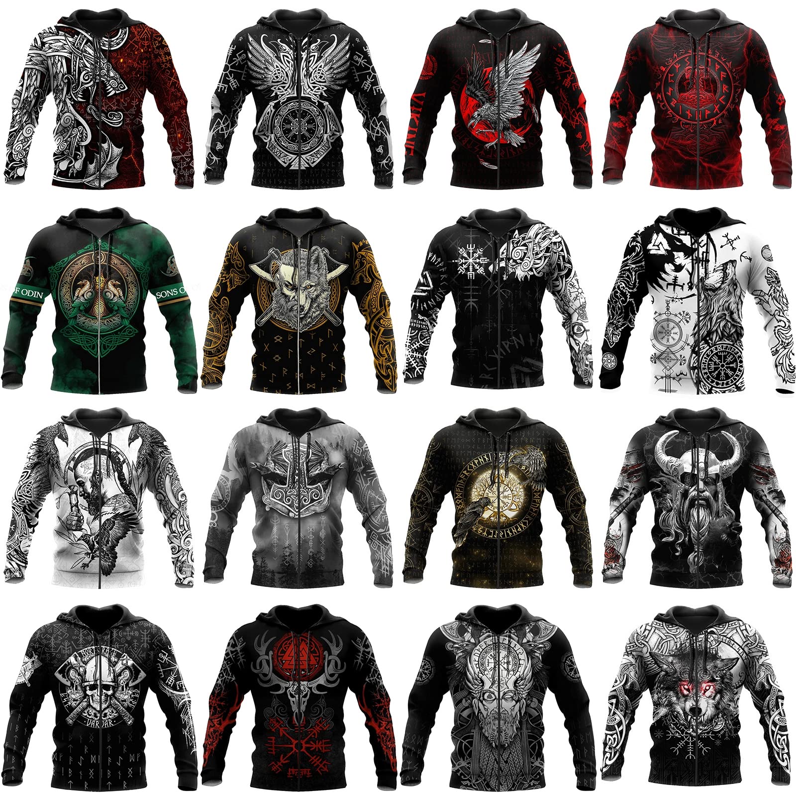 Wikinger-Hoodie 3D-Druck Nordische Mythologie Valhalla Langarm Frühling Herbst Pullover Für Herren und Damen Party Cosplay Kostüm