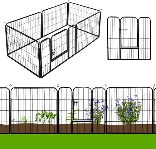 Miniatura 6 de Valla decorativa Yaheetech para jardín, 24 pulgadas x 42 pies, resistente al óxido, plegable, para jardín, patio, colchón de flores, animales,
