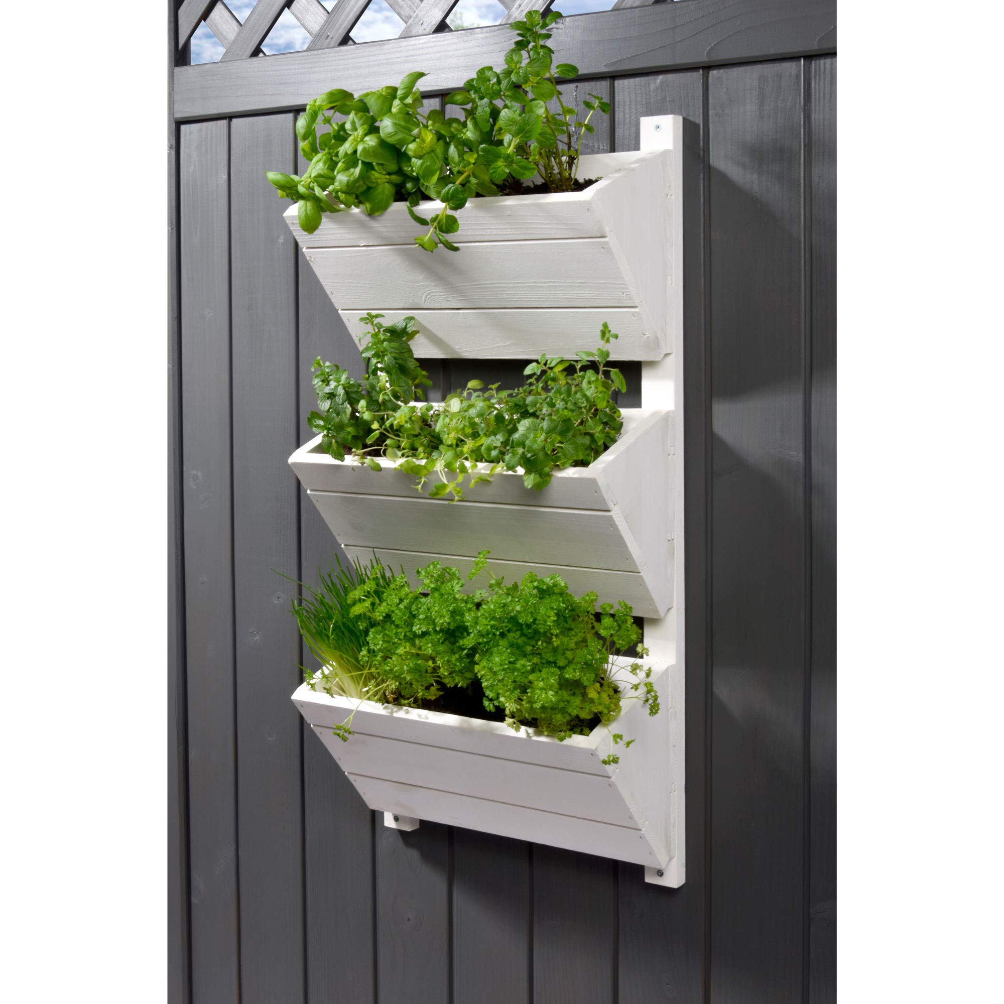 dobar 58381FSCe - Macetero Vertical para Colgar en la Pared, 38 x 17,5 x 79 cm, Color Blanco